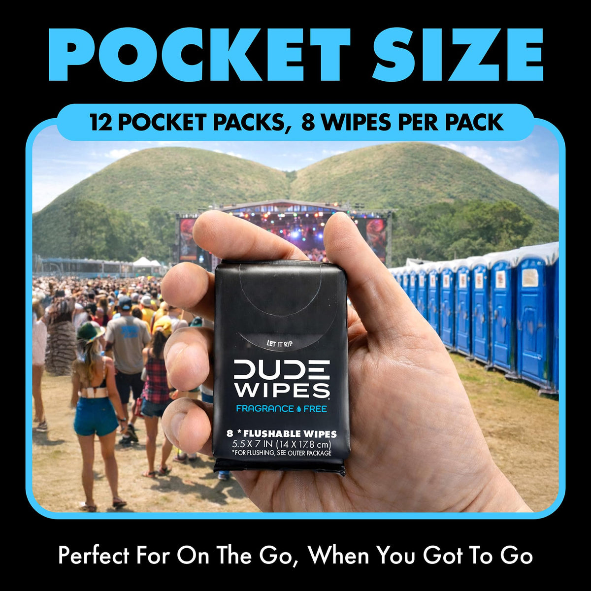 DUDE Wipes Unscented Pocket Packs, Adult Flushable Travel Wipes, 48 Count