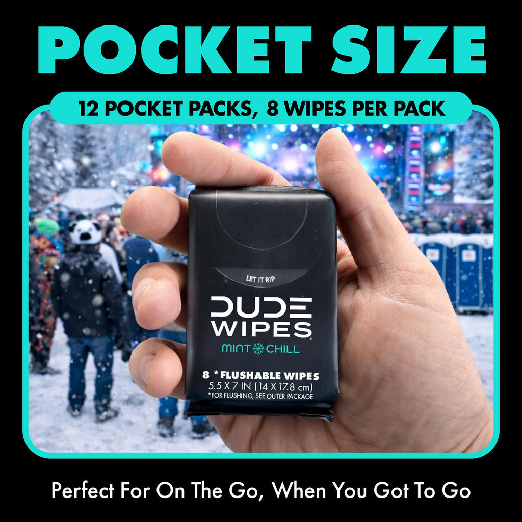 DUDE Wipes Unscented Pocket Packs, Adult Flushable Travel Wipes, 48 Count