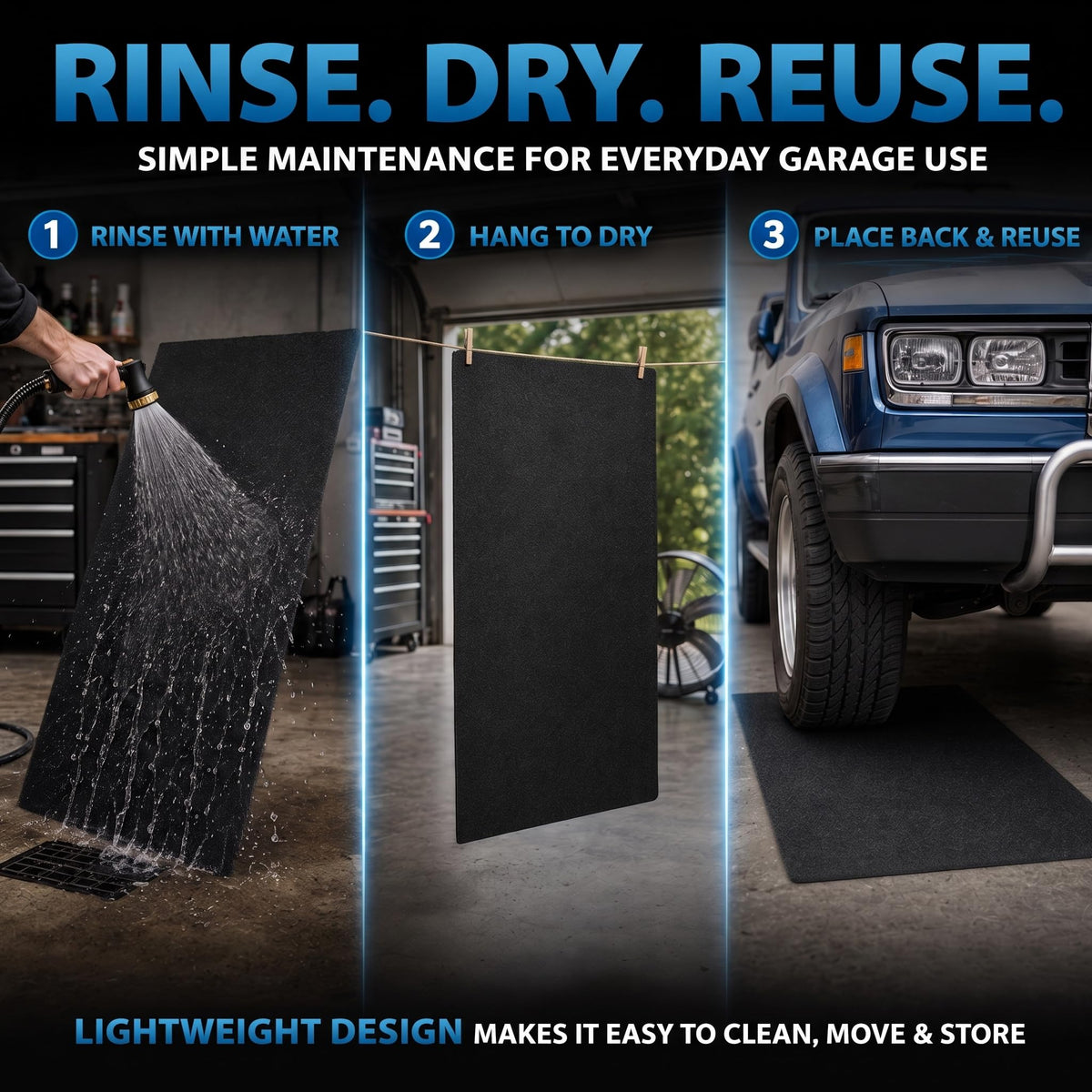 7'9" x 18' Garage Floor Mat, 610GSM PVC Containment Mat for Cars
