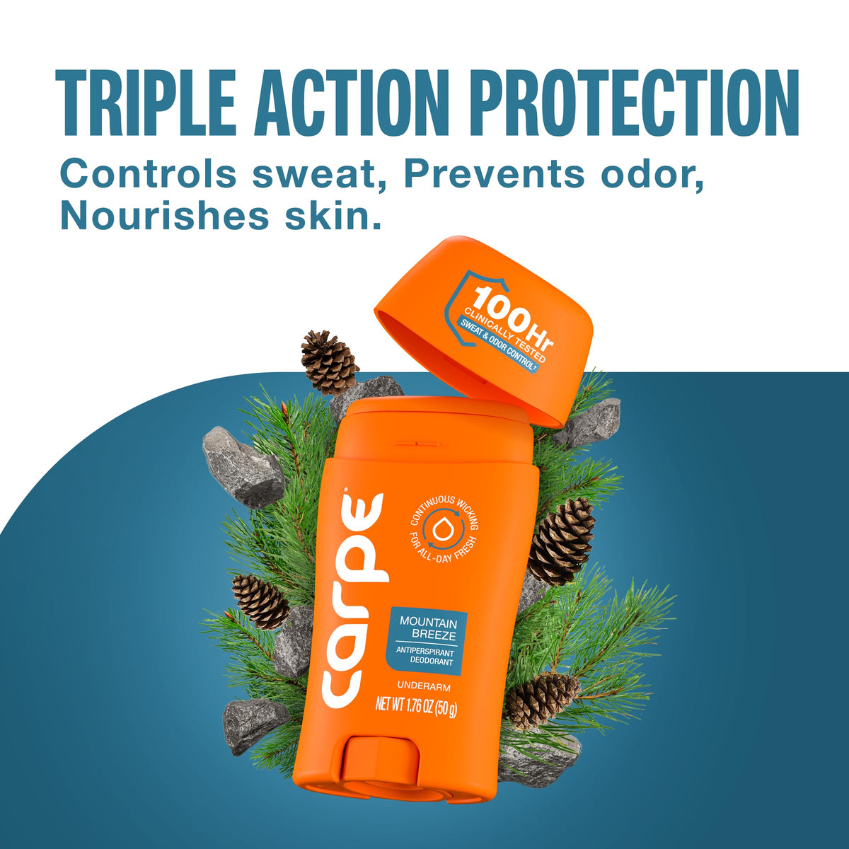 Carpe 100-Hour Deodorant Antiperspirant for Men, Clean Sport - 2 Pack