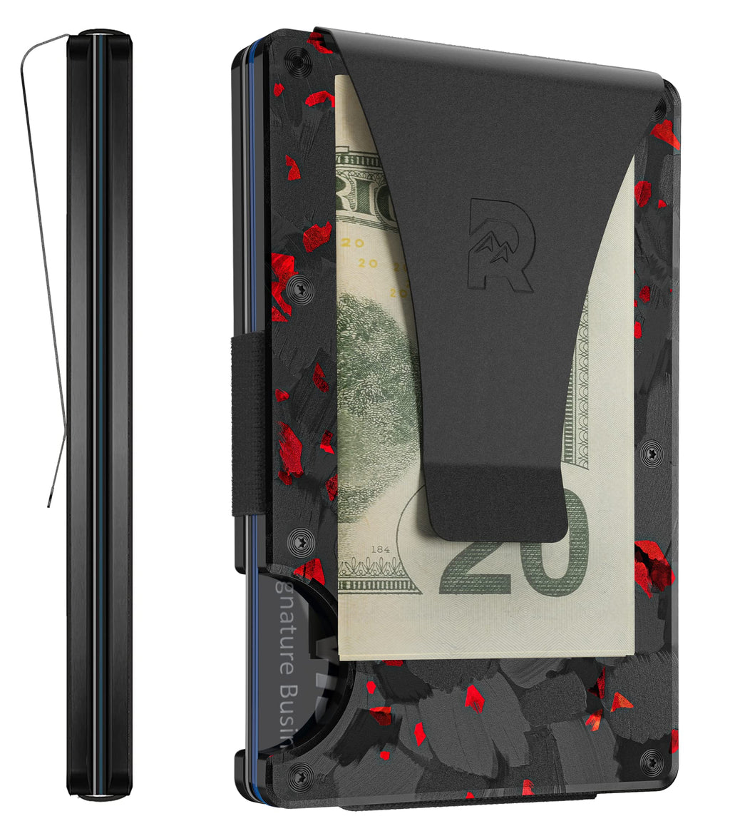The Ridge Wallet for Men - Slim Minimalist Compact Wallet and Card Holder, RFID Protected Front Pocket Wallets for Men with Integrated Money Clip (Matte Olive Titanium)