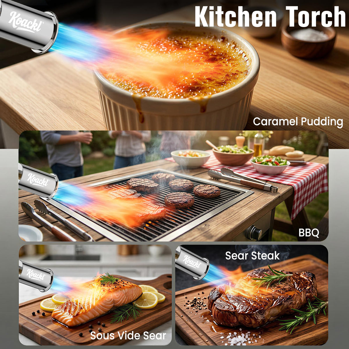 KOACKL 24" CSA Certified Propane Torch Gun 2372°F Adjustable Flame for BBQ