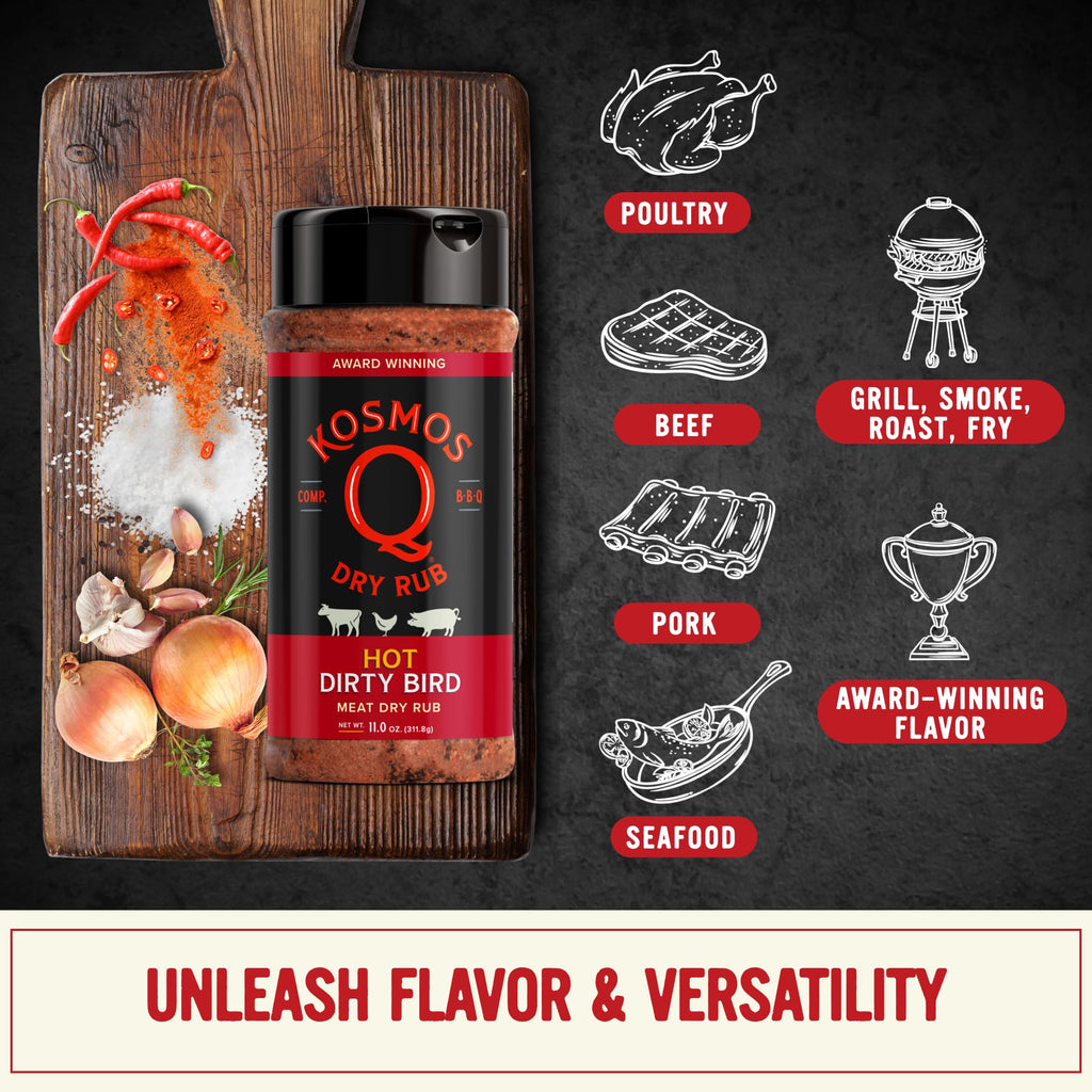 Kosmos Q Dirty Bird BBQ Dry Rub, Sweet & Spicy, 11 Oz
