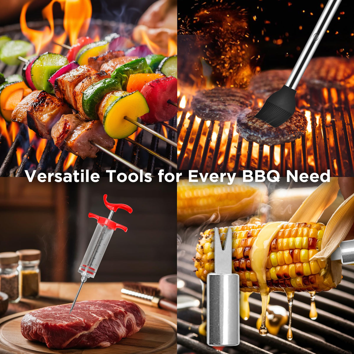 Kaluns Grilling Accessories, Gifts for Men Christmas Grilling Gifts for Dad, Heavy Duty Stainless Steel BBQ Grill Tools Set for Outdoor Grill with Aluminum Case and Apron, Birthday Gifts for Men Dad