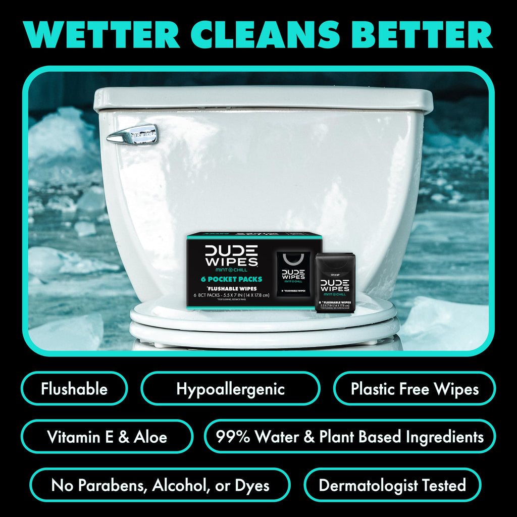 DUDE Wipes Unscented Pocket Packs, Adult Flushable Travel Wipes, 48 Count