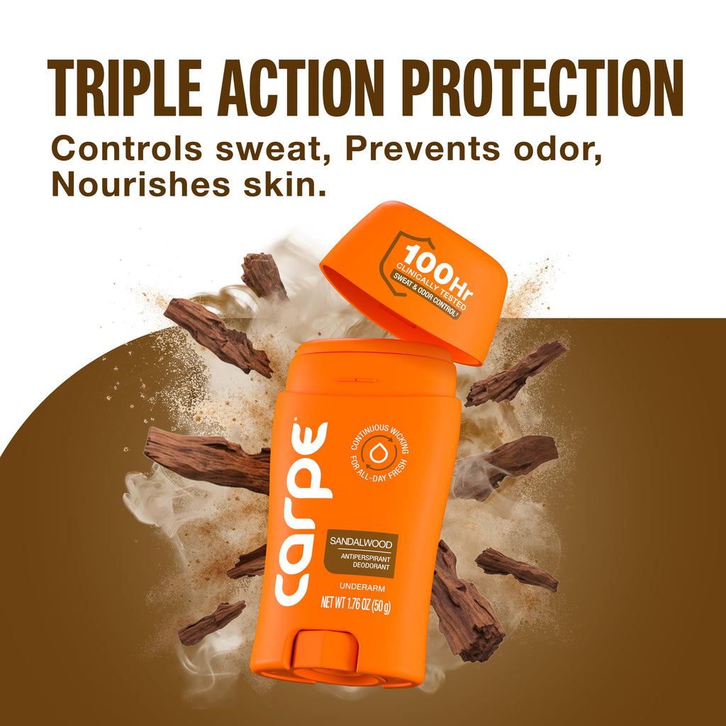 Carpe 100-Hour Deodorant Antiperspirant for Men, Clean Sport - 2 Pack