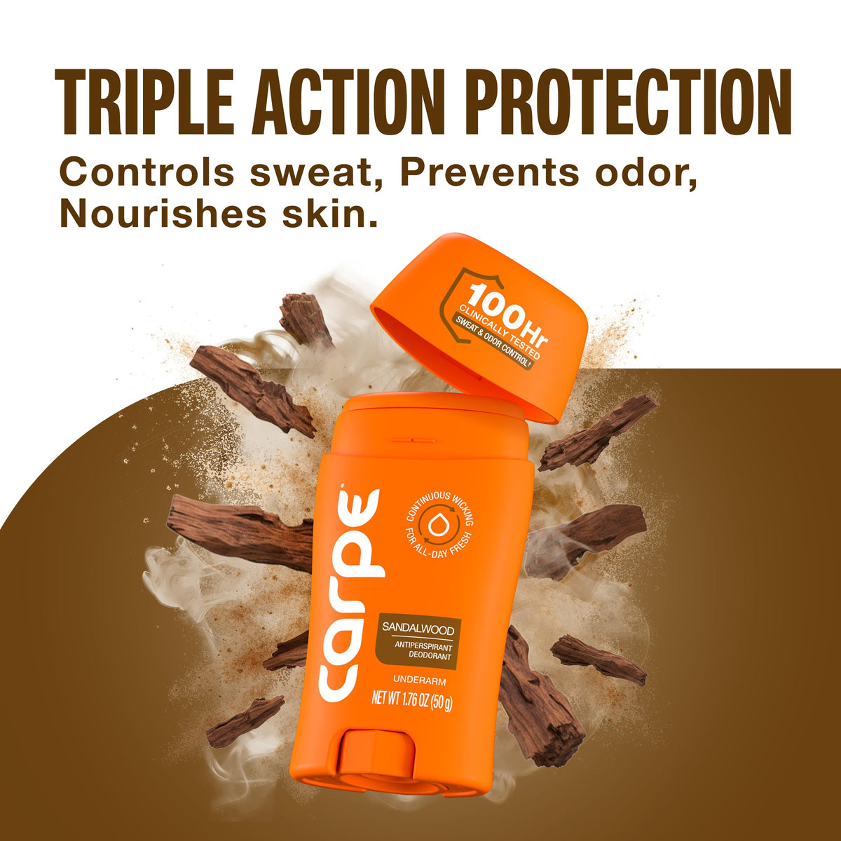 Carpe 100-Hour Deodorant Antiperspirant for Men, Clean Sport - 2 Pack