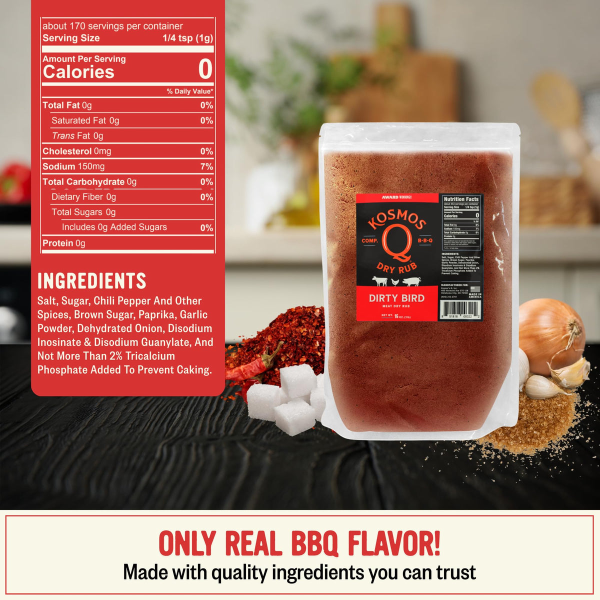 Kosmos Q Dirty Bird BBQ Dry Rub, Sweet & Spicy, 11 Oz