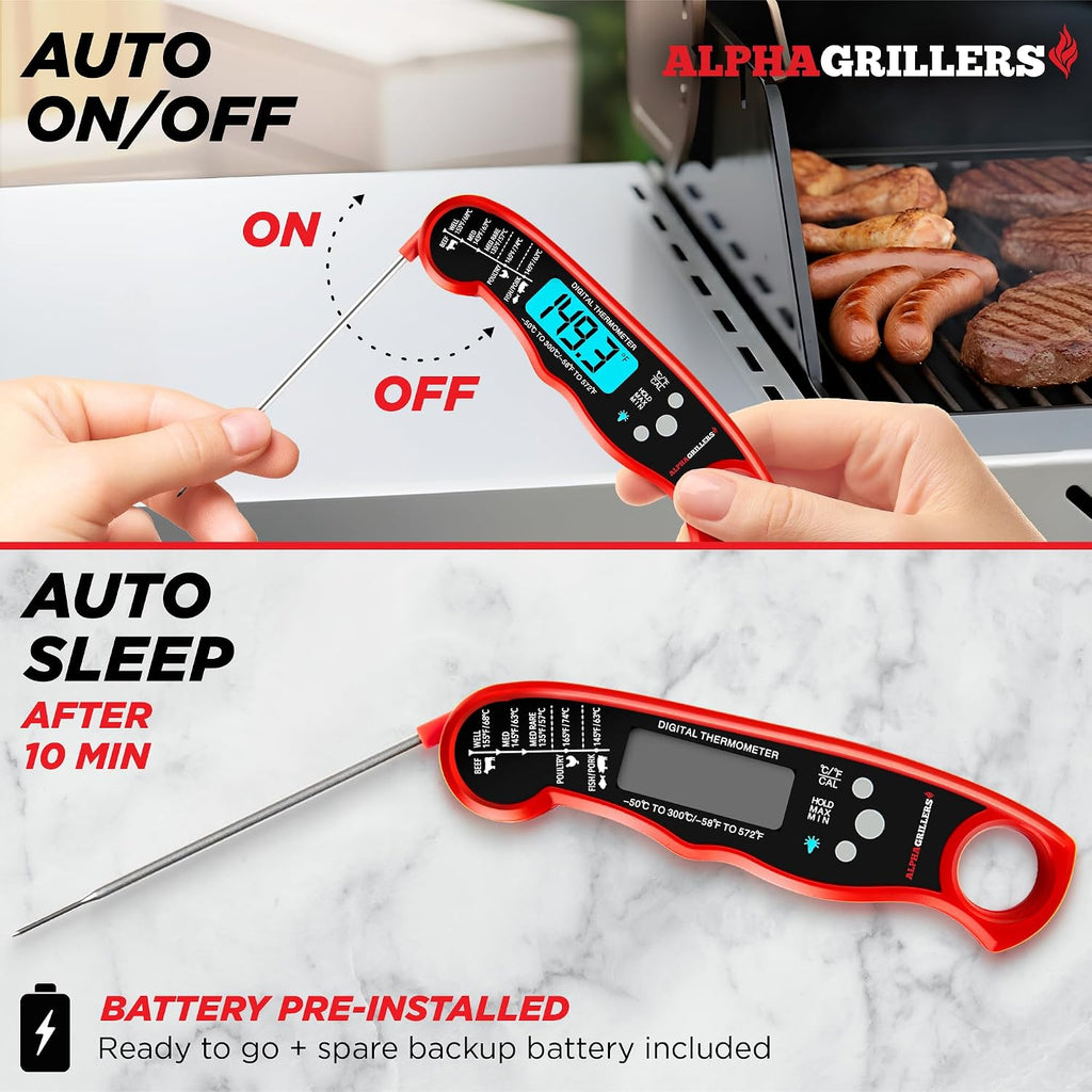 Alpha Grillers Instant Read Meat Thermometer Digital, Cooking, Food, Grill