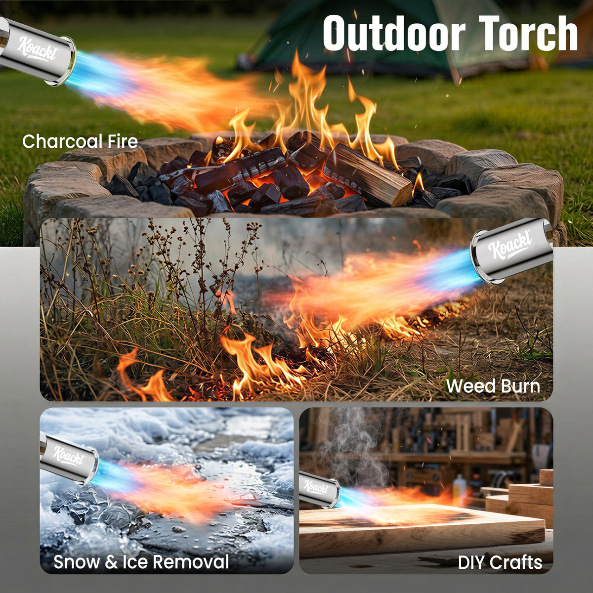 KOACKL 24" CSA Certified Propane Torch Gun 2372°F Adjustable Flame for BBQ