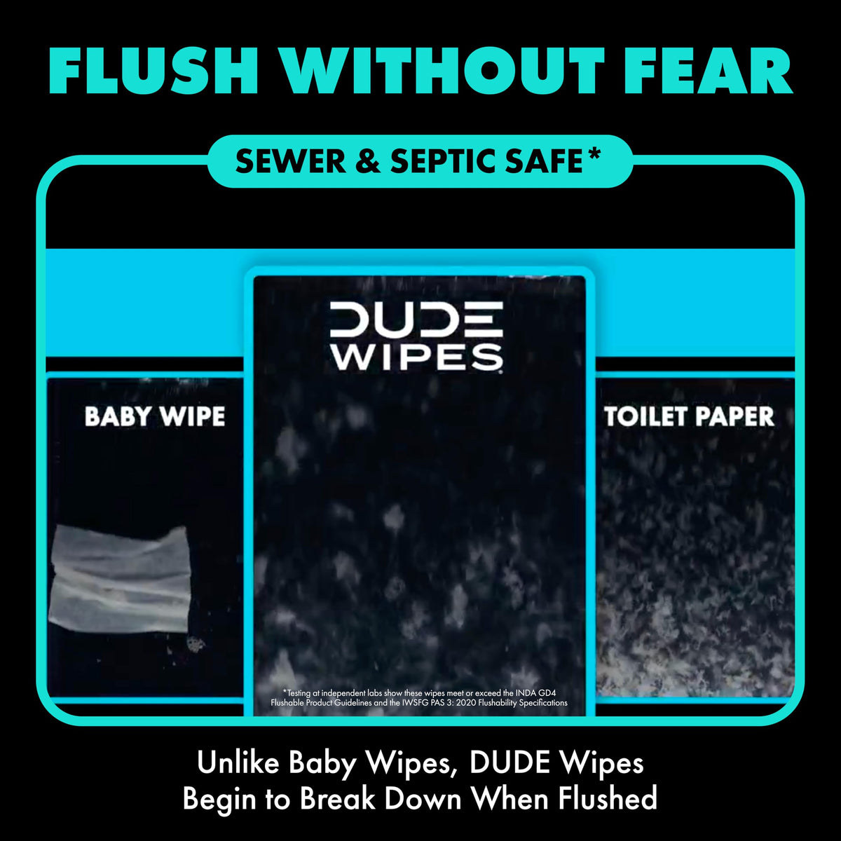 DUDE Wipes Unscented Pocket Packs, Adult Flushable Travel Wipes, 48 Count