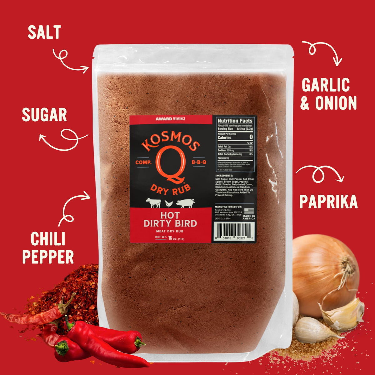 Kosmos Q Dirty Bird BBQ Dry Rub, Sweet & Spicy, 11 Oz