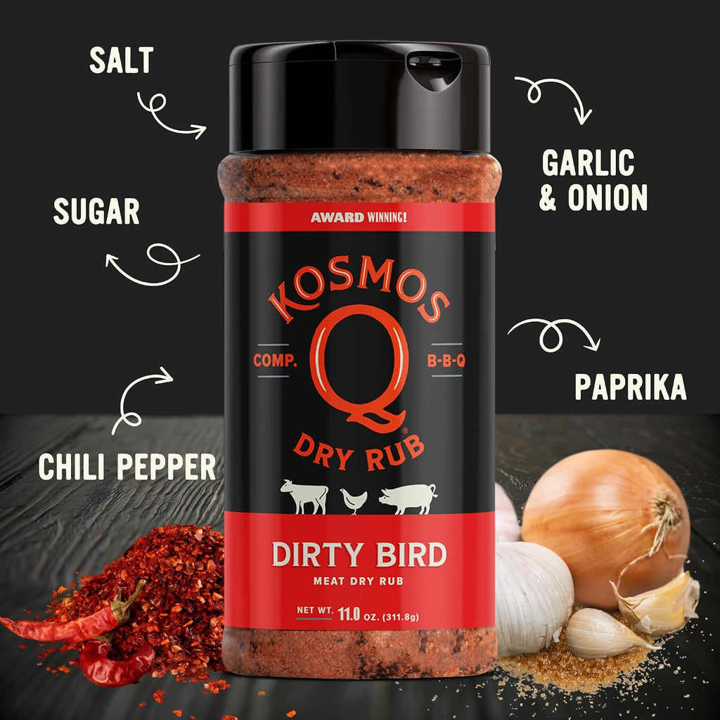Kosmos Q Dirty Bird BBQ Dry Rub, Sweet & Spicy, 11 Oz