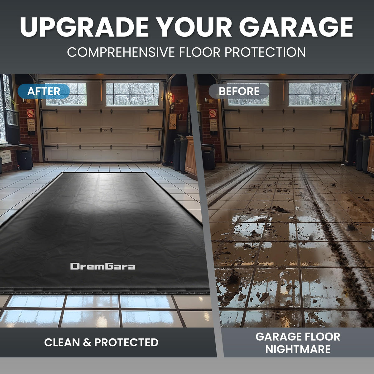 7'9" x 18' Garage Floor Mat, 610GSM PVC Containment Mat for Cars