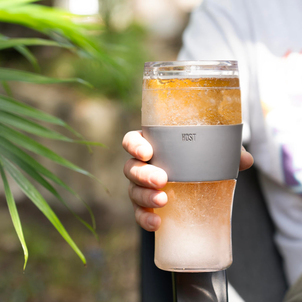 Host Freeze Beer Glasses, Freezable Beer Gifts for Men, Double Wall Insulated Pint Set, Tumbler for Cold Drinks, 16, Set of 2, Gray