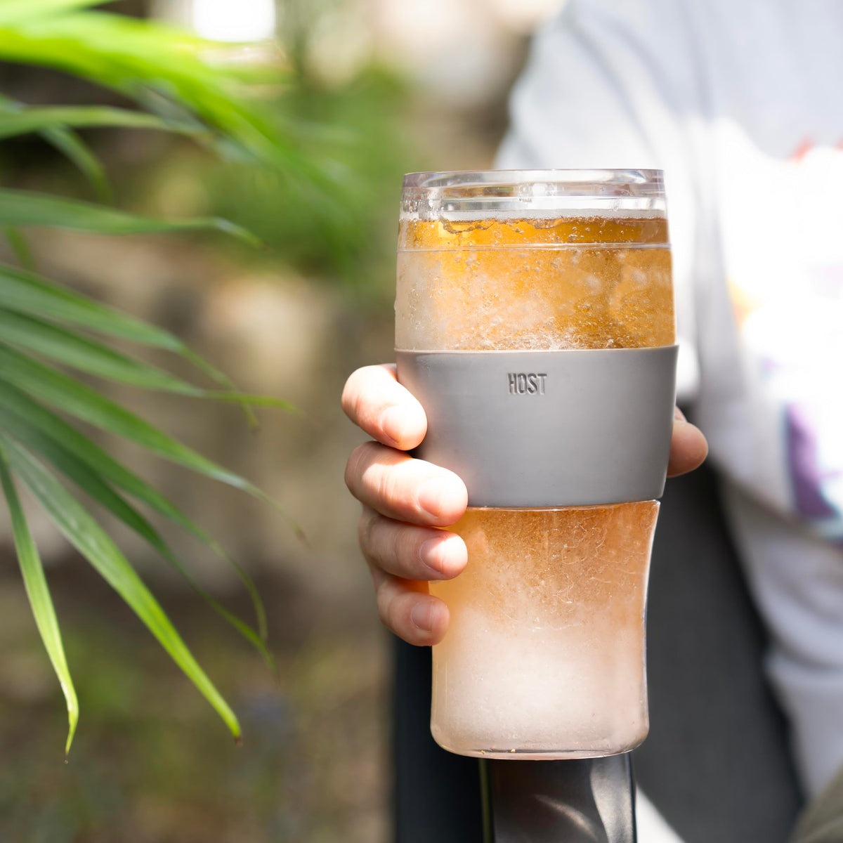 Host Freeze Beer Glasses, Freezable Beer Gifts for Men, Double Wall Insulated Pint Set, Tumbler for Cold Drinks, 16, Set of 2, Gray