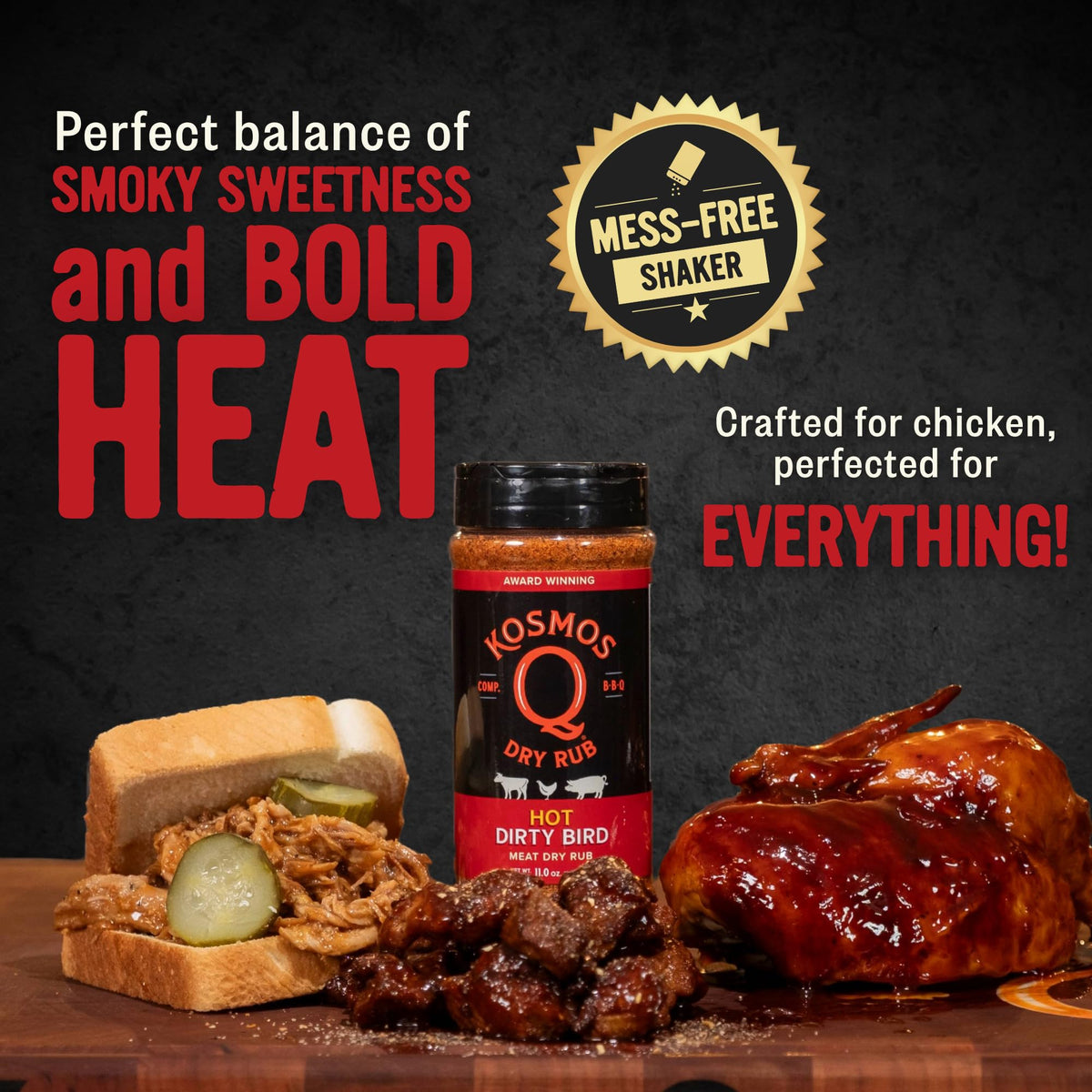 Kosmos Q Dirty Bird BBQ Dry Rub, Sweet & Spicy, 11 Oz