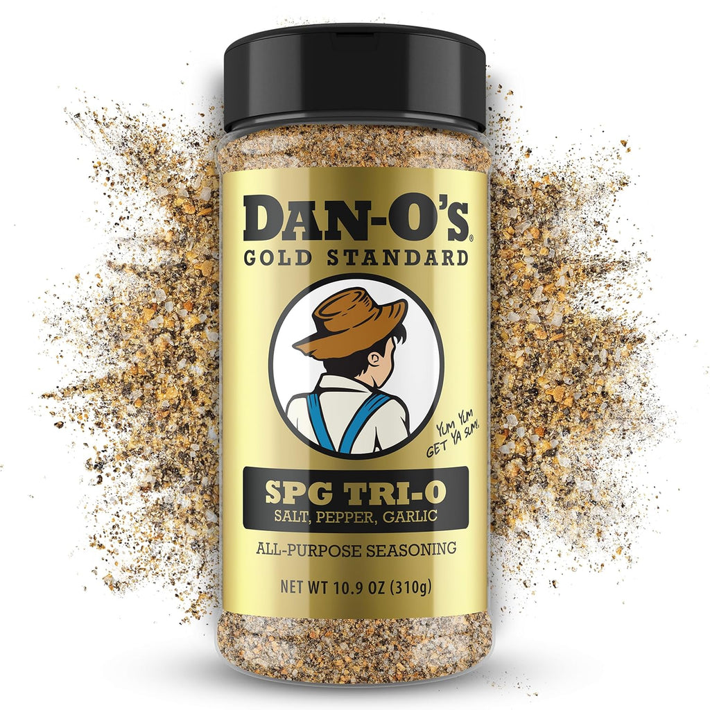 Dan-O’s SPG Tri-O Seasoning – Salt, Pepper & Garlic Blend – Medium Bottle – Premium All Purpose SPG for Steak, Chicken, Seafood & Veggies