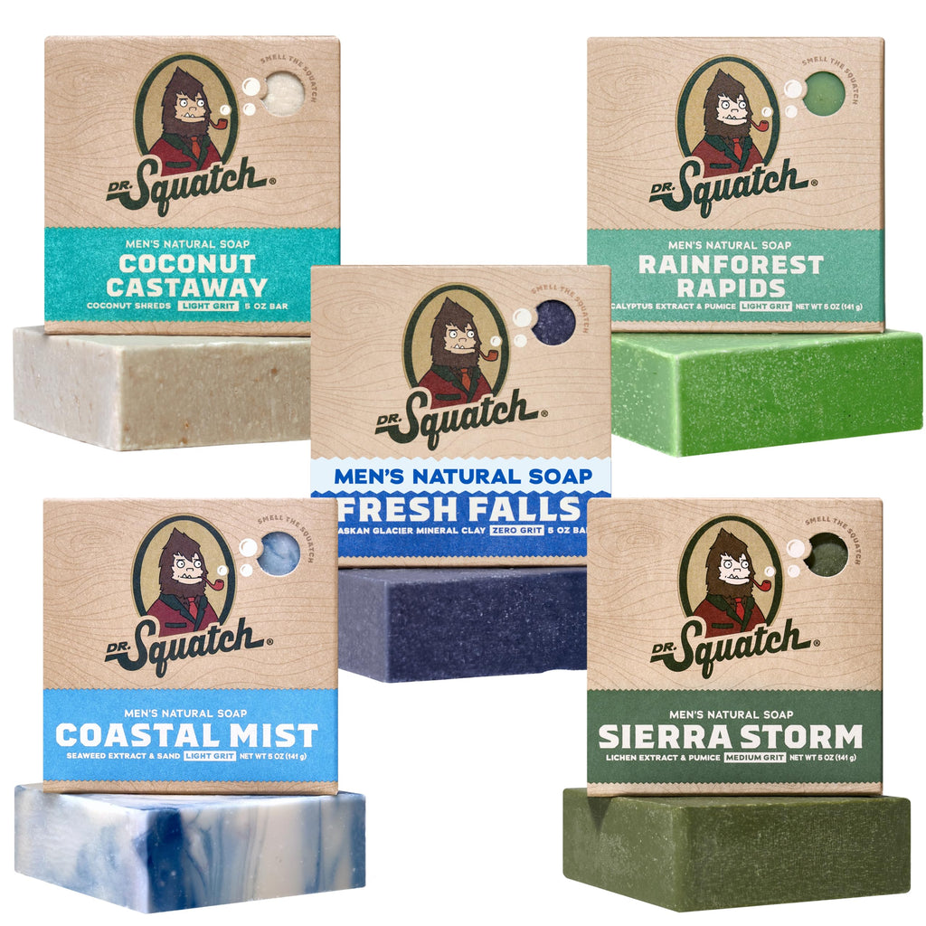 Dr. Squatch Natural Men’s Bar Soap, Body Soap Bar (5oz, 5-Pack)