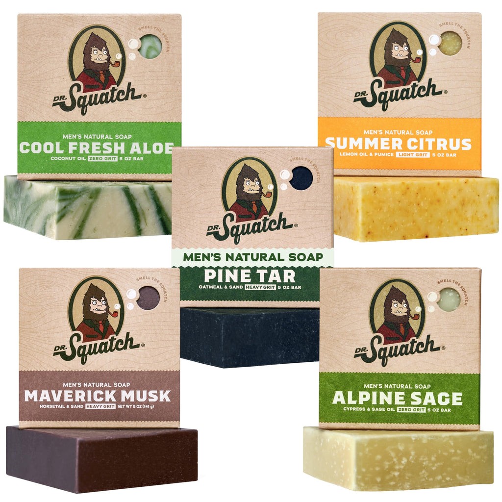 Dr. Squatch Natural Men’s Bar Soap, Body Soap Bar (5oz, 5-Pack)