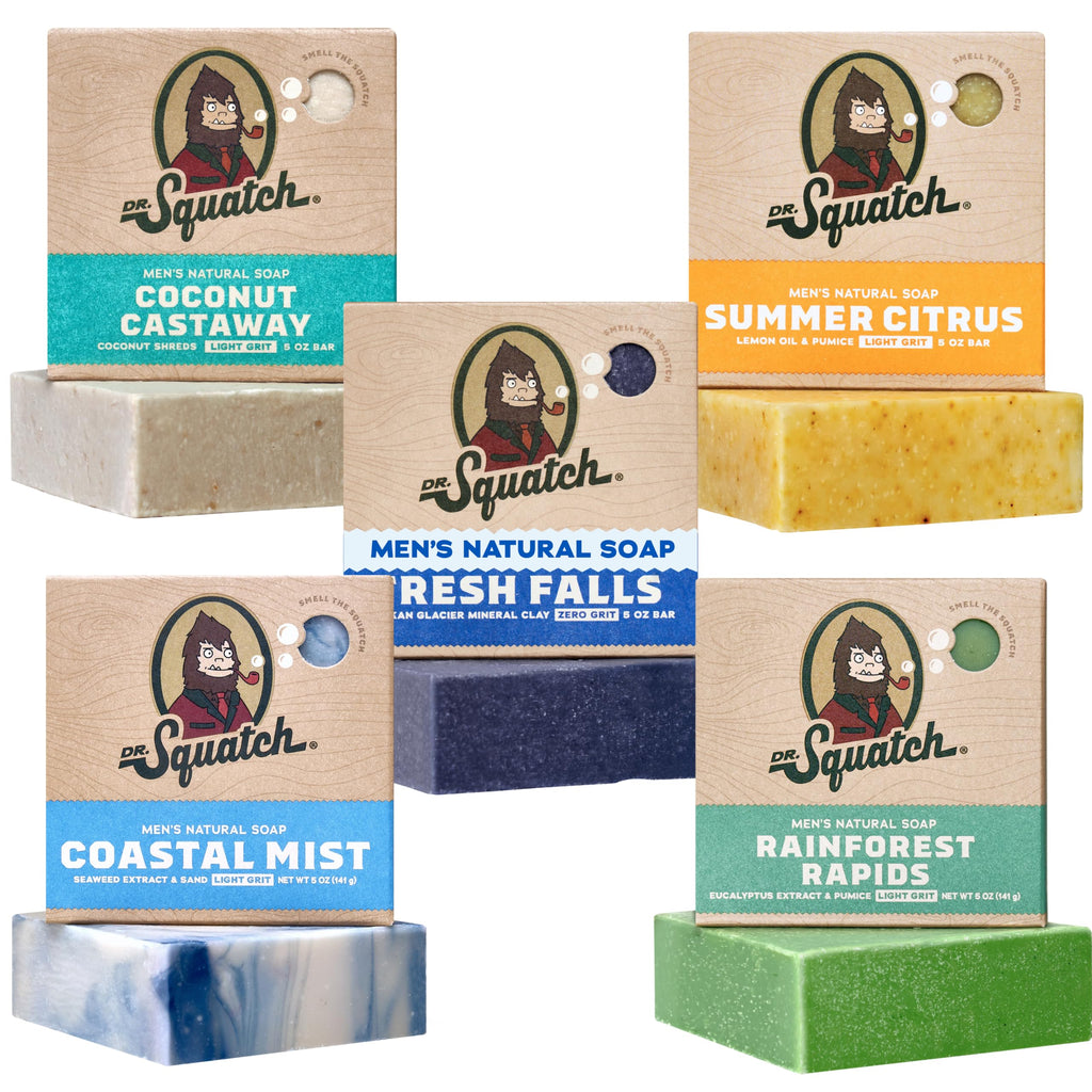 Dr. Squatch Natural Men’s Bar Soap, Body Soap Bar (5oz, 5-Pack)