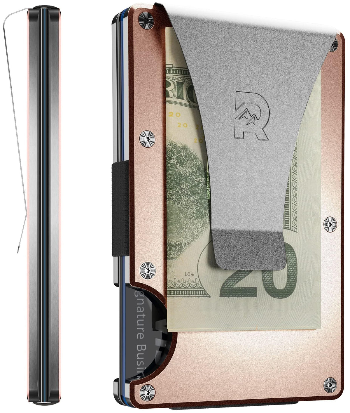 The Ridge Wallet for Men - Slim Minimalist Compact Wallet and Card Holder, RFID Protected Front Pocket Wallets for Men with Integrated Money Clip (Matte Olive Titanium)