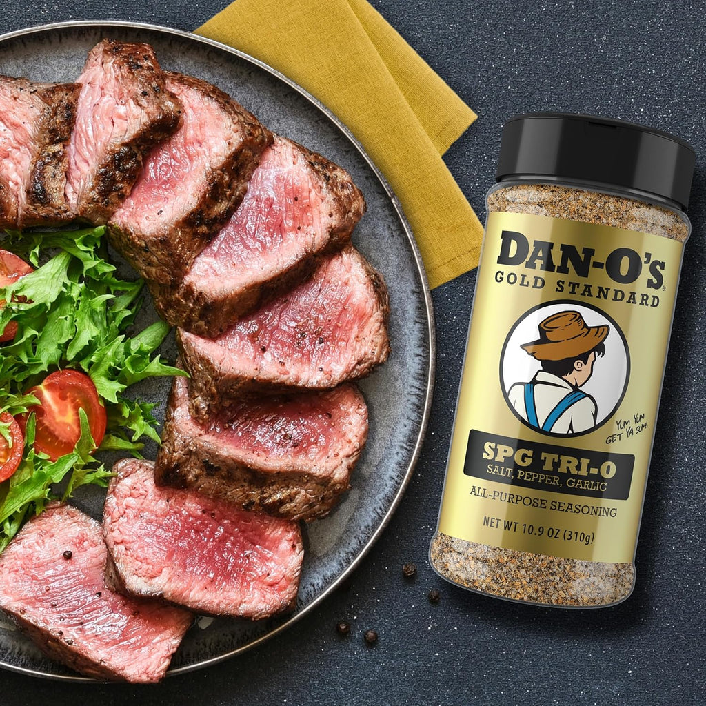 Dan-O’s SPG Tri-O Seasoning – Salt, Pepper & Garlic Blend – Medium Bottle – Premium All Purpose SPG for Steak, Chicken, Seafood & Veggies