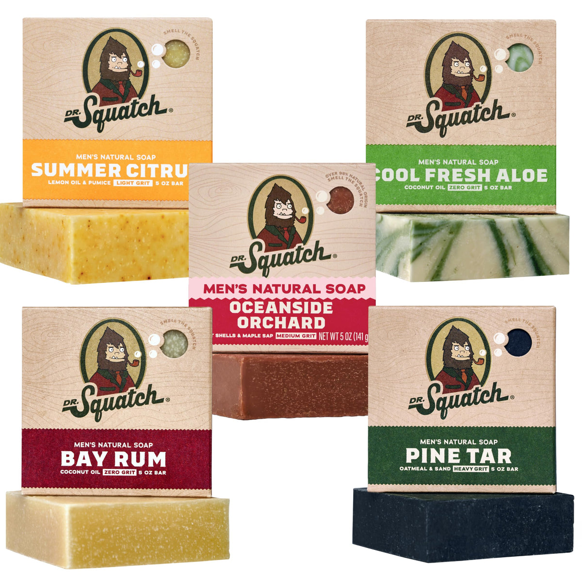 Dr. Squatch Natural Men’s Bar Soap, Body Soap Bar (5oz, 5-Pack)